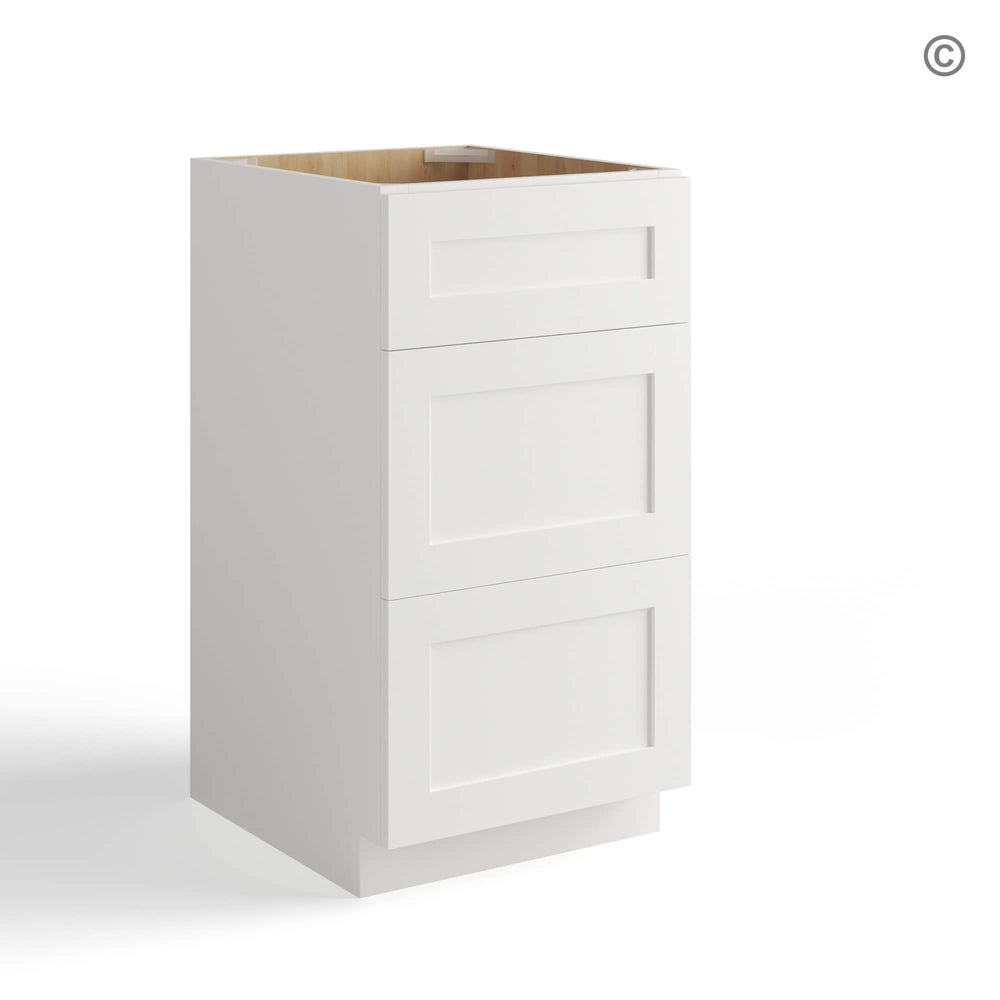 White Shaker Vanity Drawer Base Cabinet