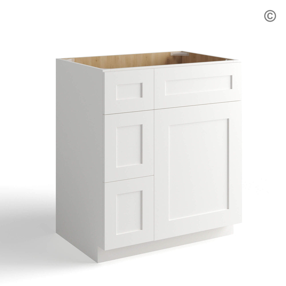 White Shaker 30″ W Vanity Combo with Drawers