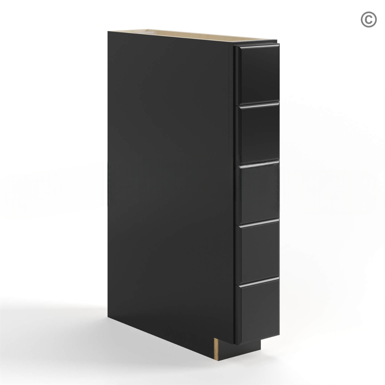 Black Shaker Base Spice Cabinet with 5 Drawers