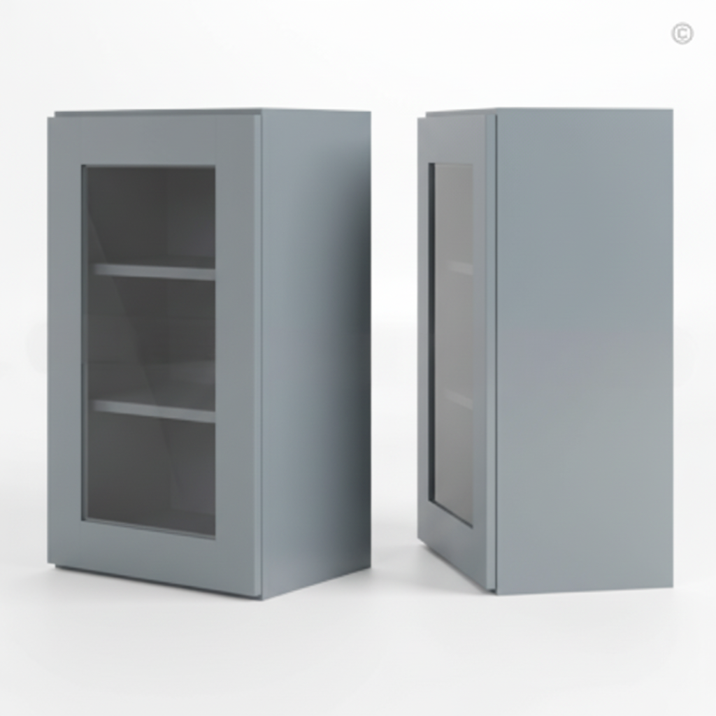 Gray Shaker 36″ H Single Door Wall Cabinet with Glass Door