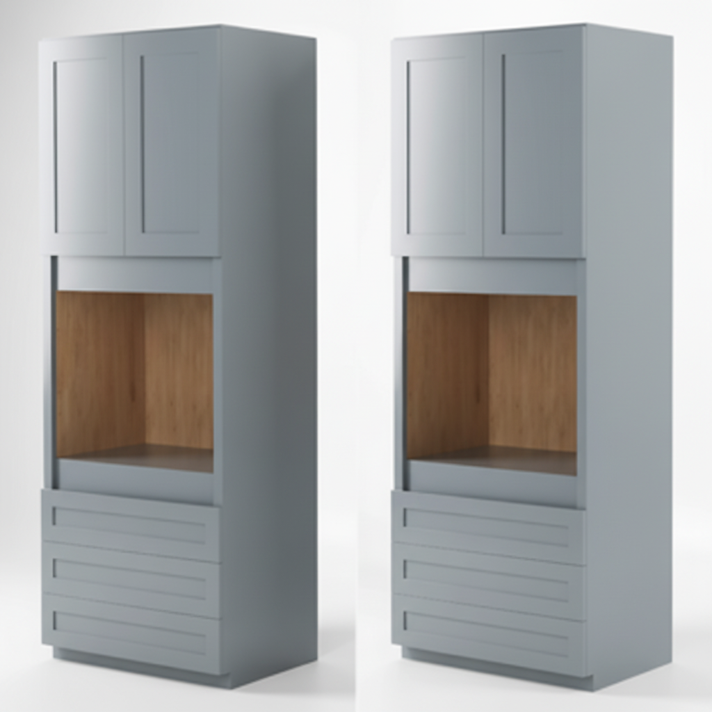 Gray Shaker 33″ W Oven Pantry Cabinet