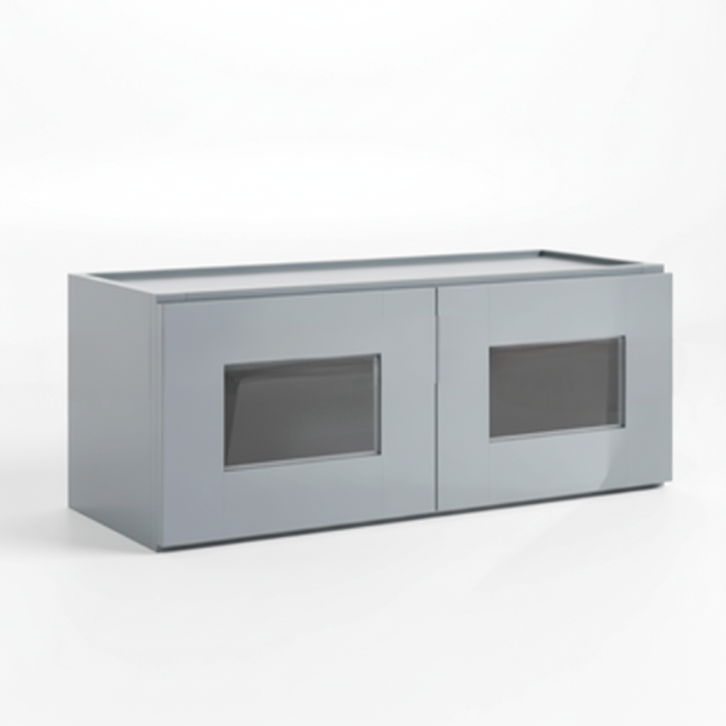 Gray Shaker 18″ H Double Door Wall Cabinet With Glass Doors