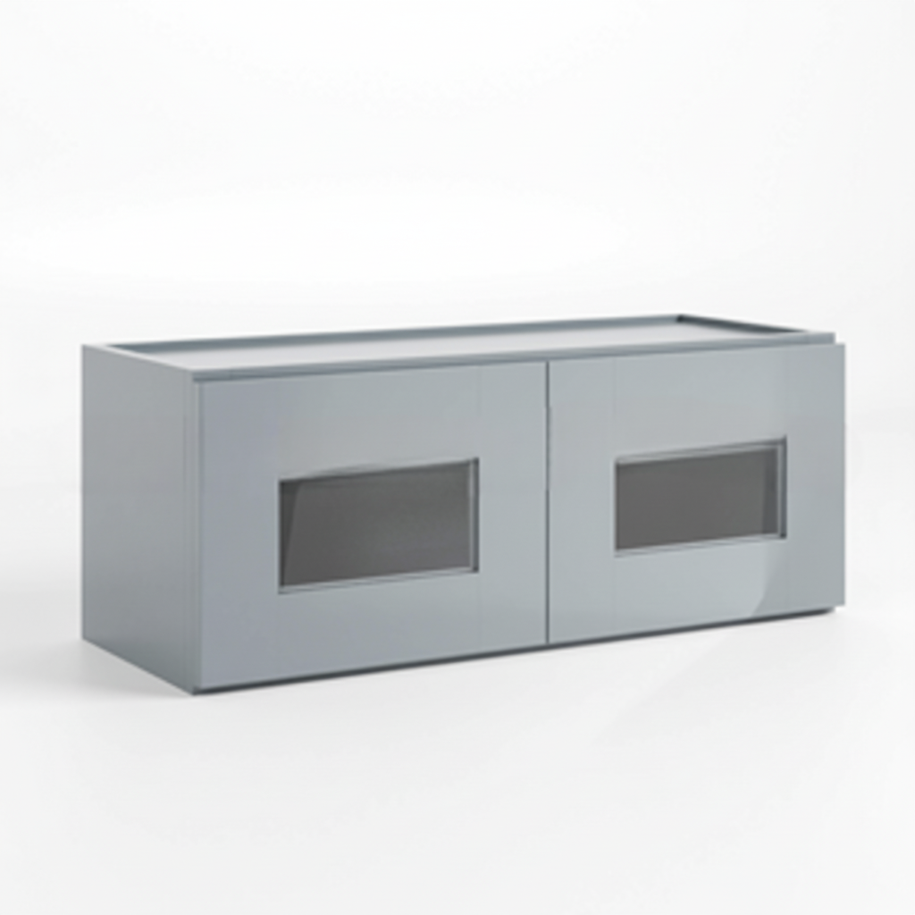 Gray Shaker 12″ H Double Door Wall Cabinet with Glass Doors