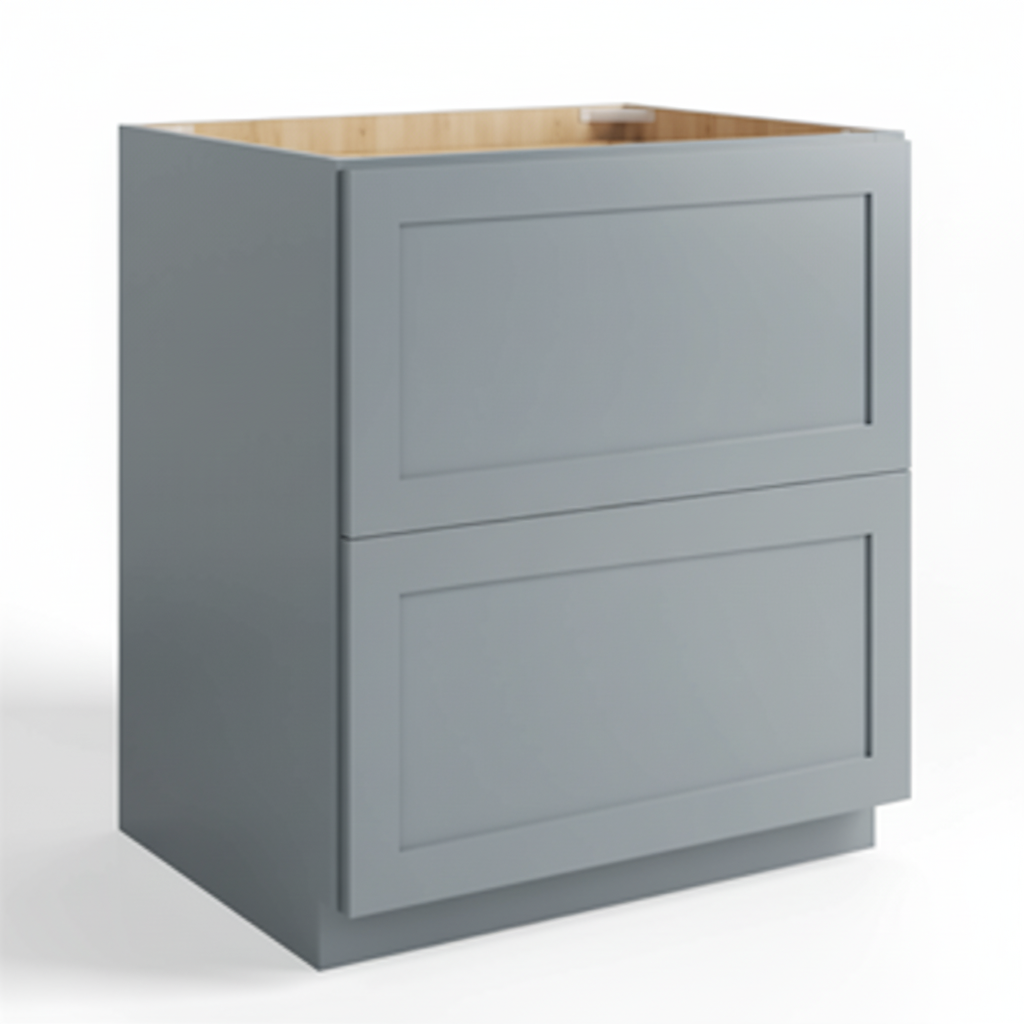 Gray Shaker Two Drawer Base