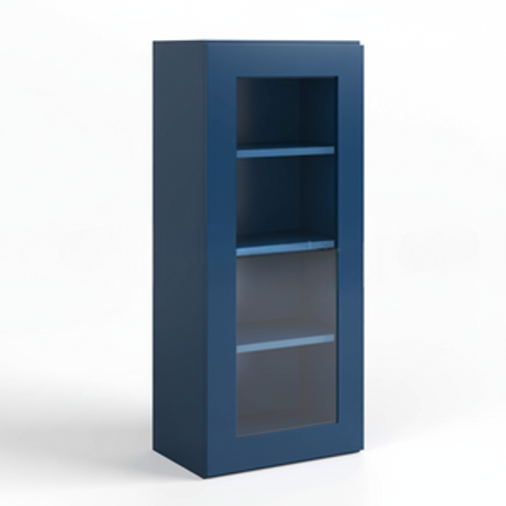 Navy Blue Shaker 42″ H Single Door Wall Cabinet with Glass Door