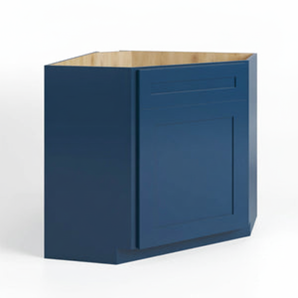Navy Blue Shaker Corner Sink Base Cabinet