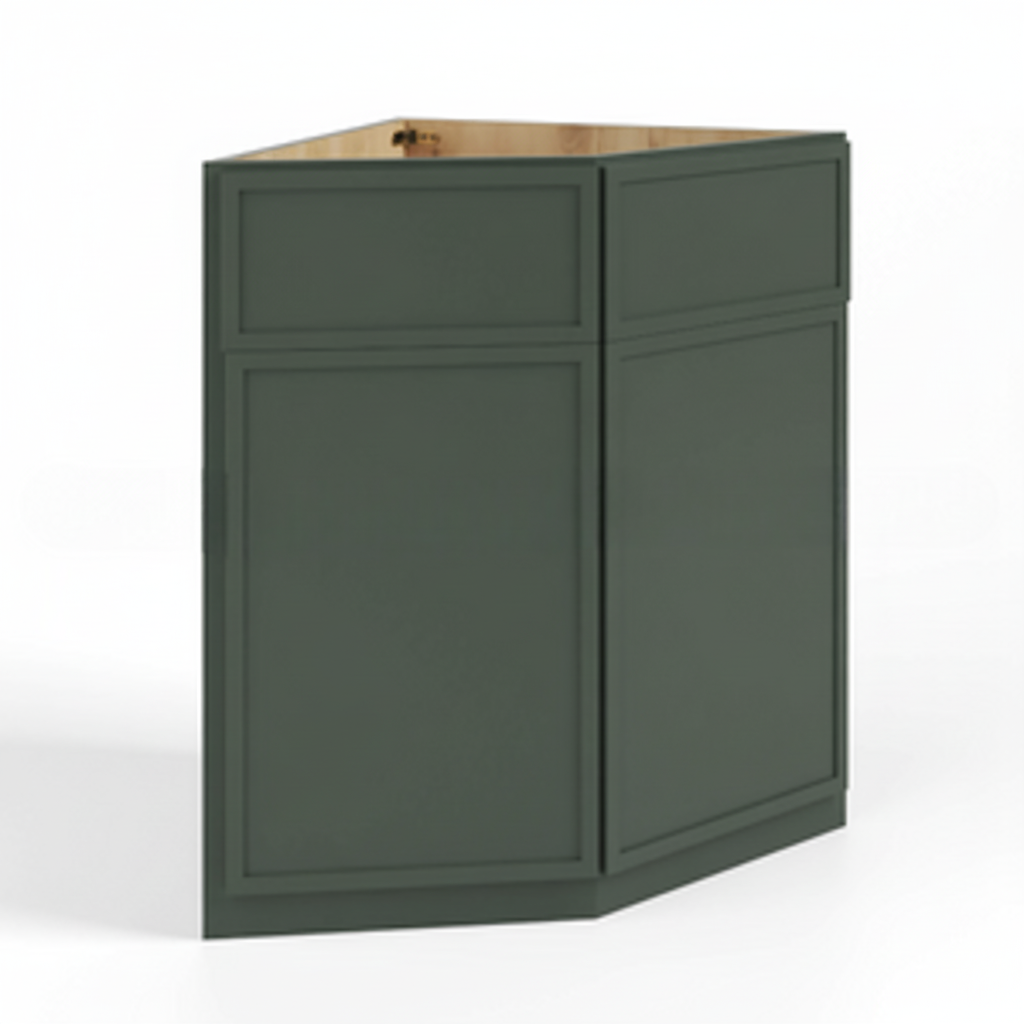 Slim Shaker Green Base End Corner Cabinet
