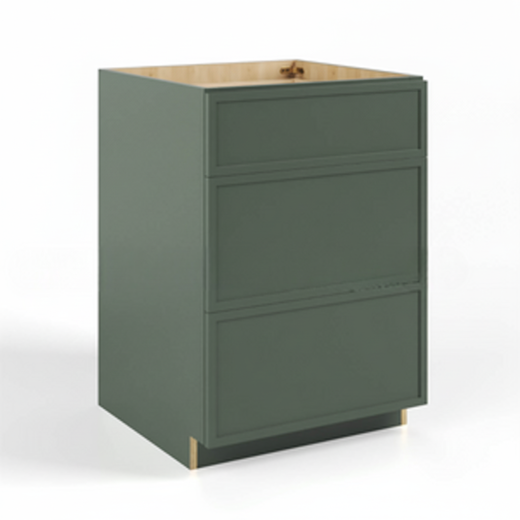 Slim Shaker Green Base Cabinet with 3 Drawers