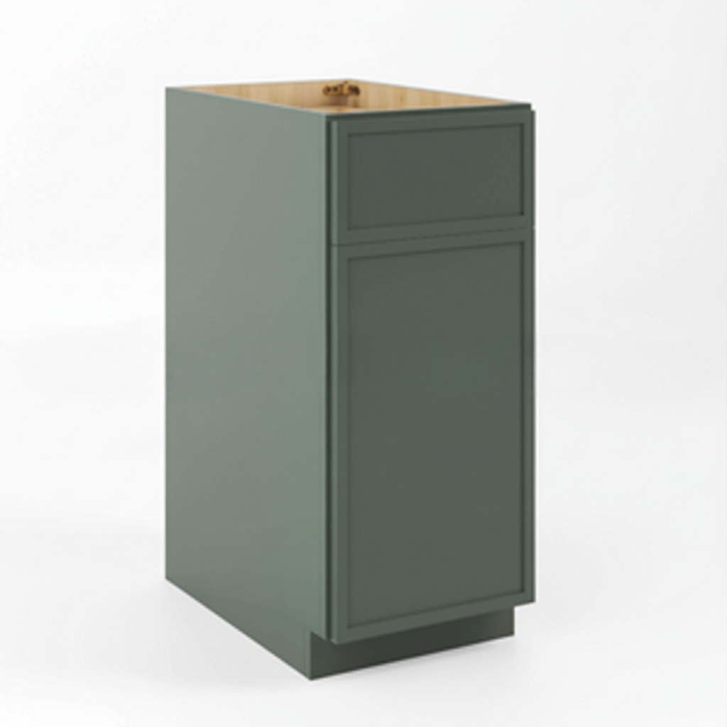 Slim Shaker Green Base Cabinet Single Door Single Drawer