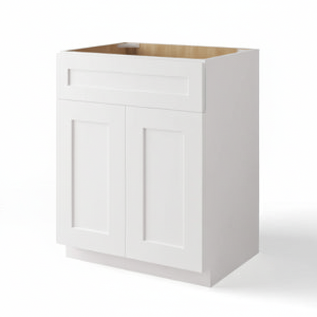 White Shaker Single Vanity Sink Base Cabinet