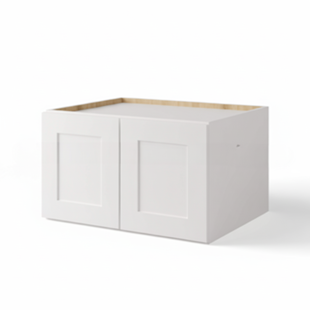 White Shaker 30″ W Refrigerator Wall Cabinet 24″ Deep