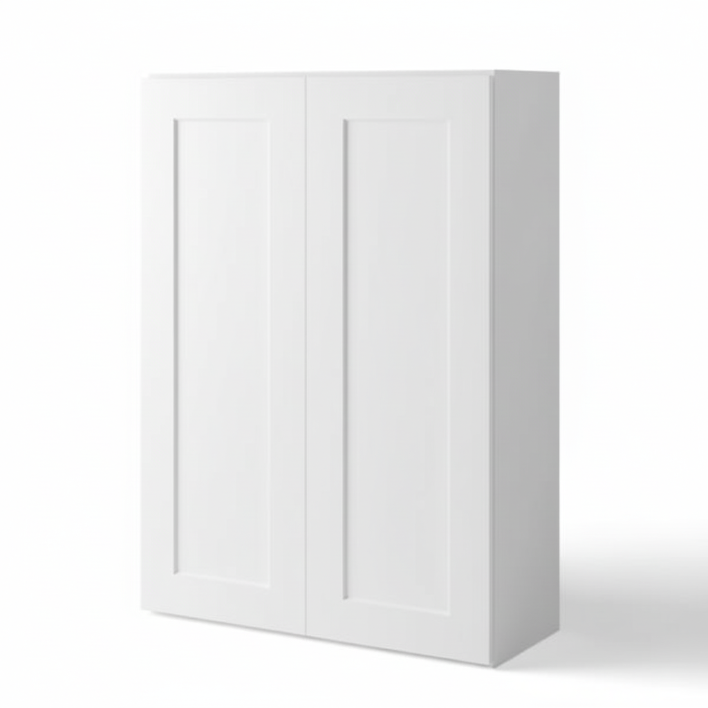 White Shaker 42″ H Double Door Wall Cabinet