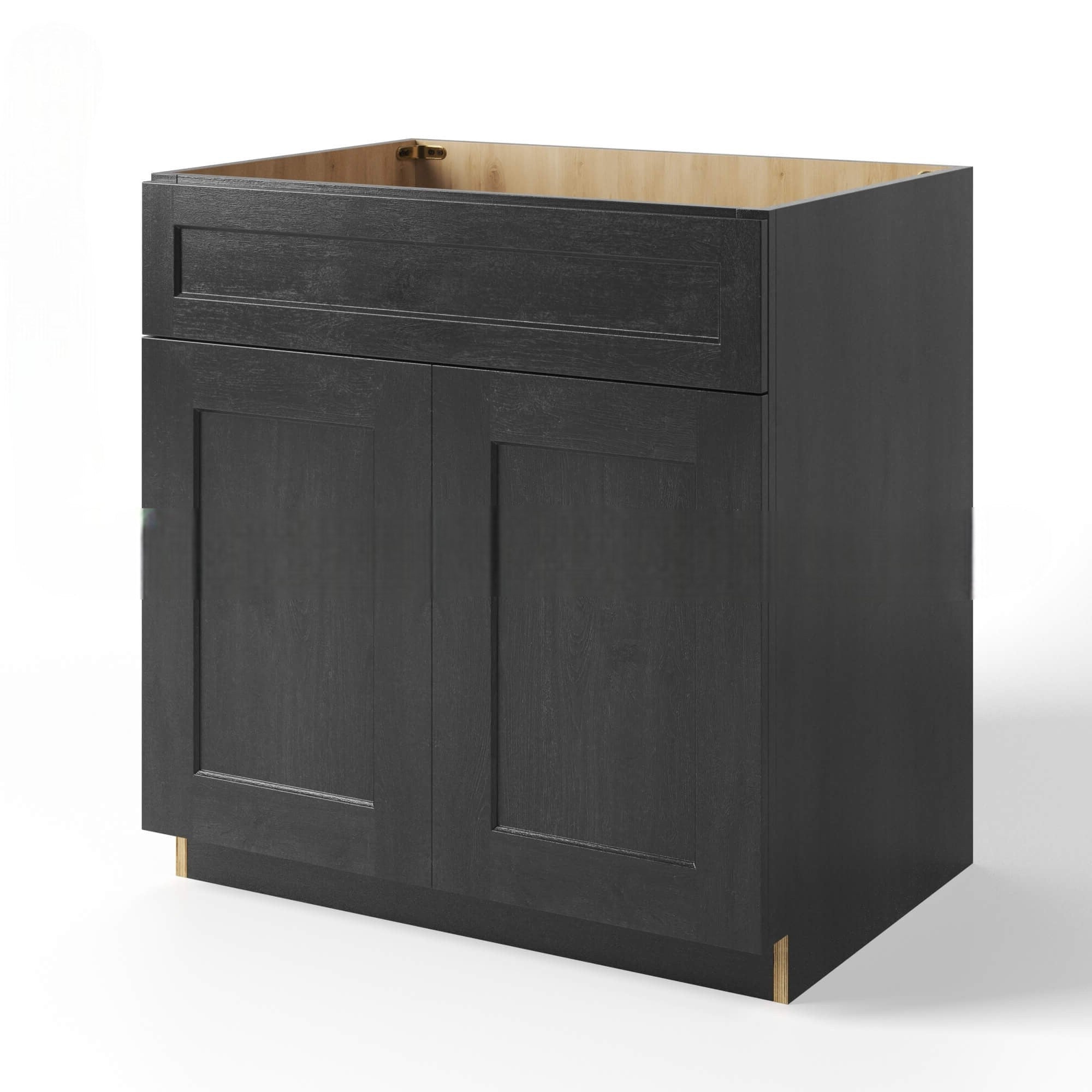 Mocha Slate Shaker Sink Base Double Door & 1 False Drawer