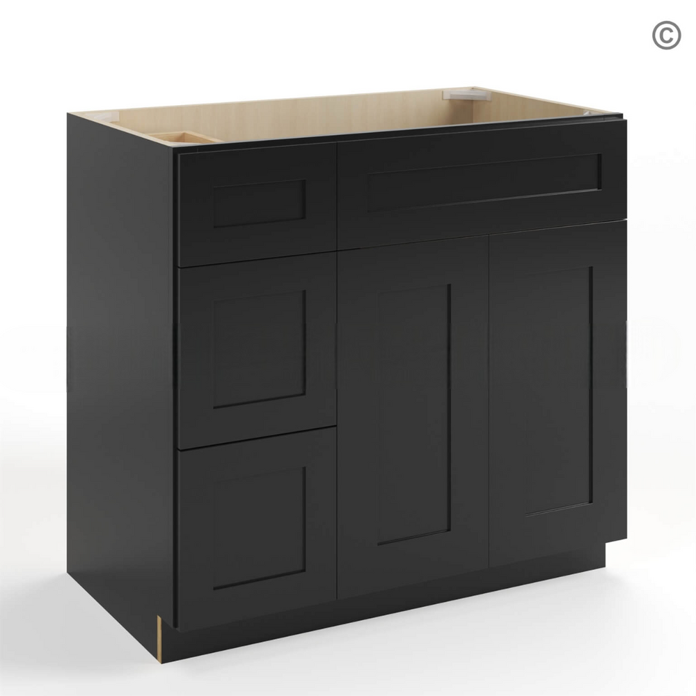 Black Shaker 36″ W Vanity Combo with Drawers