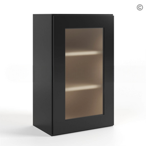 Black Shaker 30″ H Single Door Wall Cabinet with Glass Door
