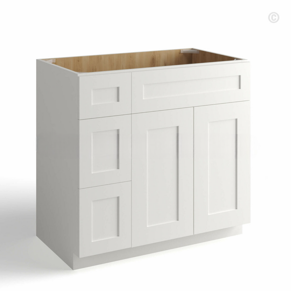 White Shaker 36″ W Vanity Combo with Drawers