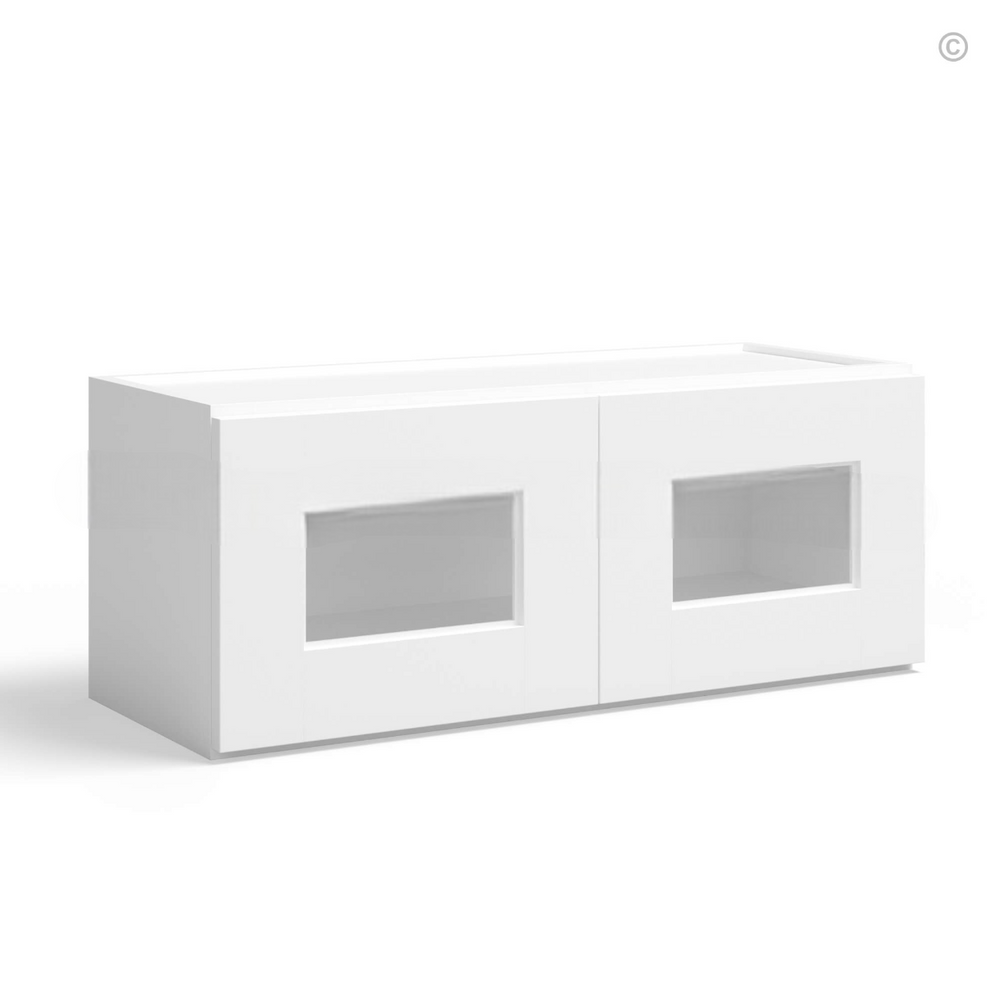 White Shaker 12″ H Double Door Wall Cabinet with Glass Doors