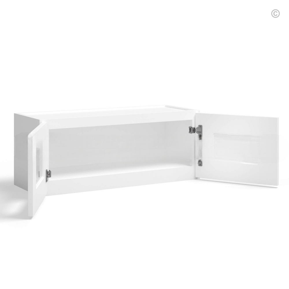 White Shaker 18″ H Double Door Wall Cabinet With Glass Doors