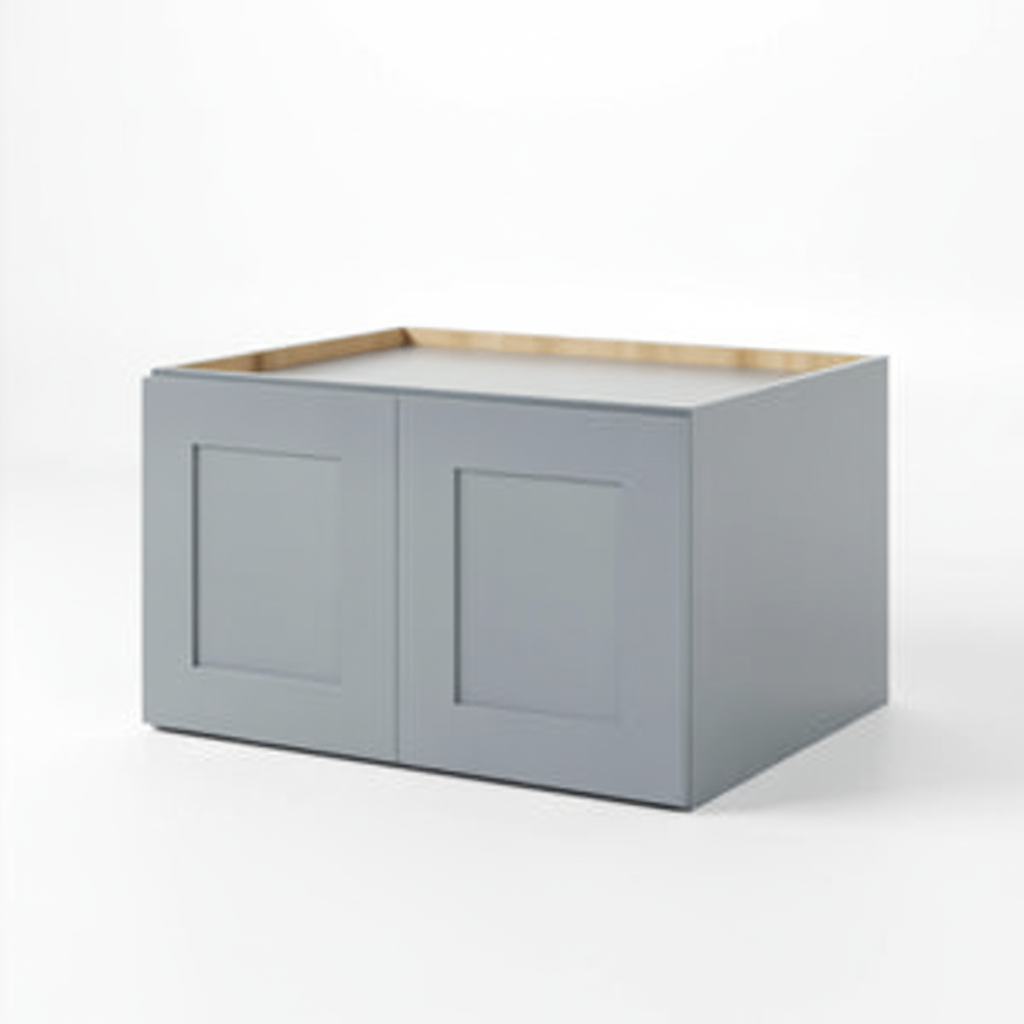 Gray Shaker Double Door Wall Cabinets- 15″H – 12″D