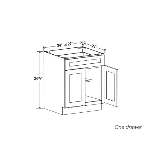 Vale Shaker Base Cabinet with Double Doors & Single Drawer