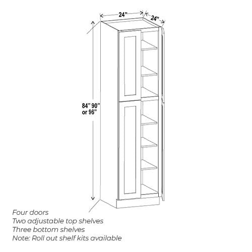 White Shaker 24″ W Utility Pantry Cabinet