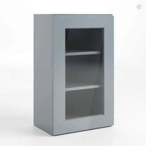 Gray Shaker 30″ H Single Door Wall Cabinet with Glass Door