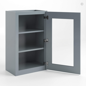 Gray Shaker 30″ H Single Door Wall Cabinet with Glass Door