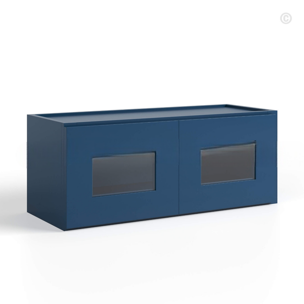 Navy Blue Shaker 12″ H Double Door Wall Cabinet with Glass Doors