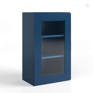 Navy Blue Shaker 36″ H Single Door Wall Cabinet with Glass Door