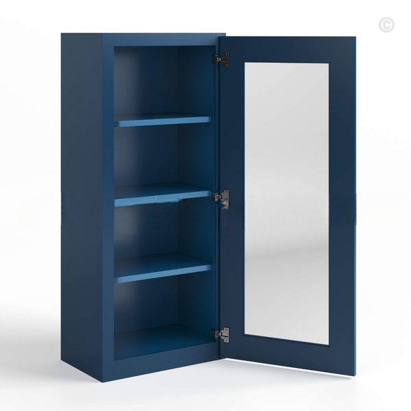 Navy Blue Shaker 42″ H Single Door Wall Cabinet with Glass Door