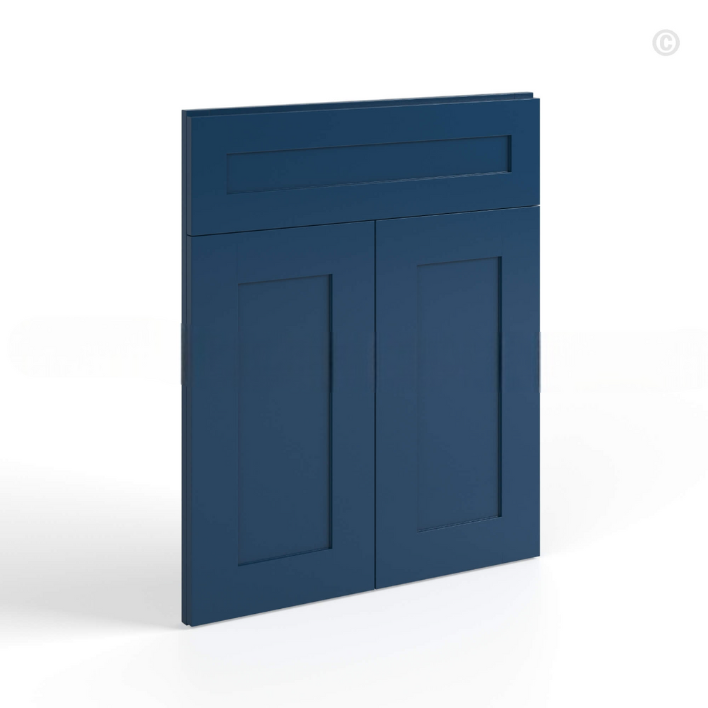 Navy Blue Shaker Corner Sink Base Front