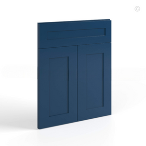 Navy Blue Shaker Corner Sink Base Front