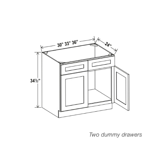 Black Shaker Sink Base With Double Doors and False Drawers