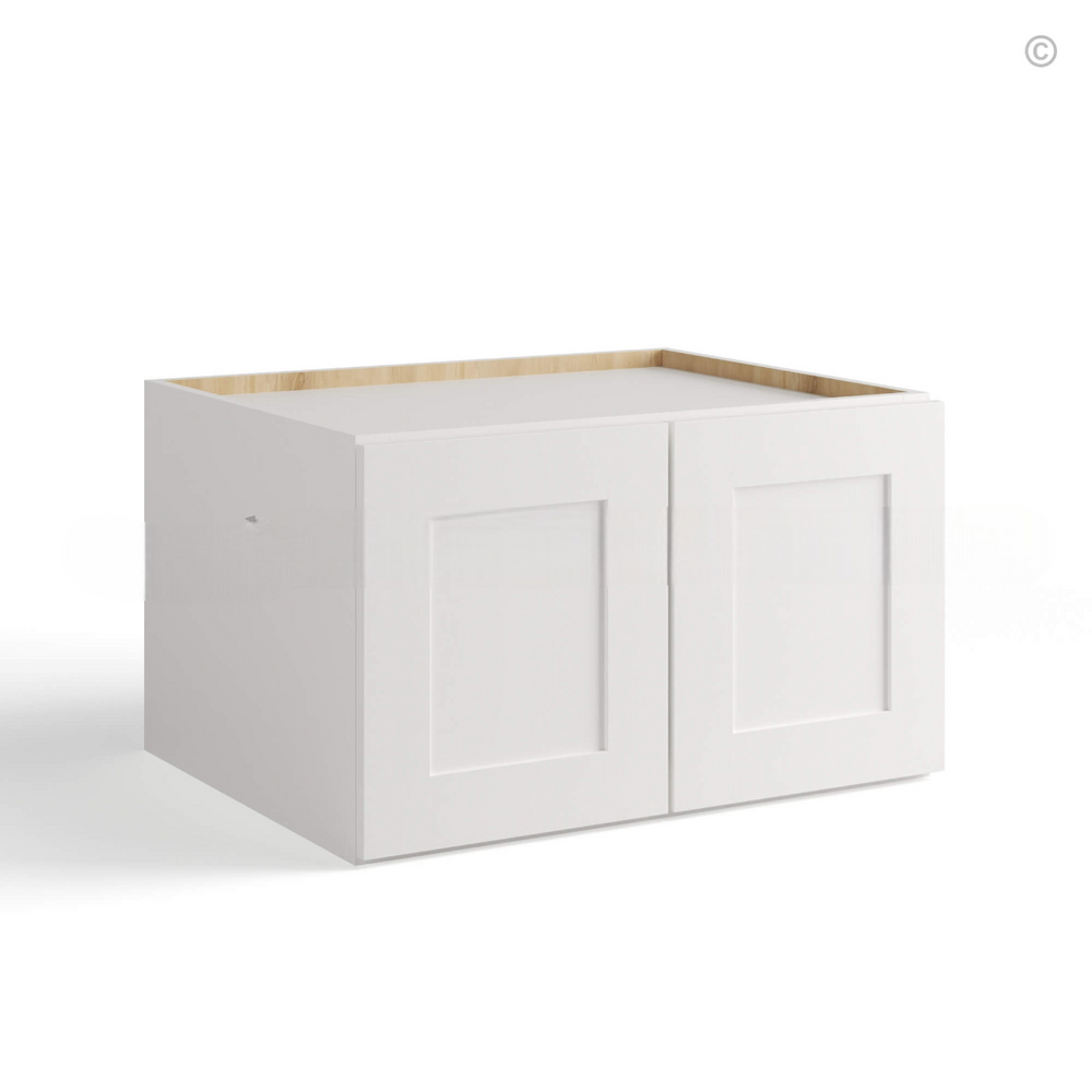 White Shaker 30″ W Refrigerator Wall Cabinet 24″ Deep