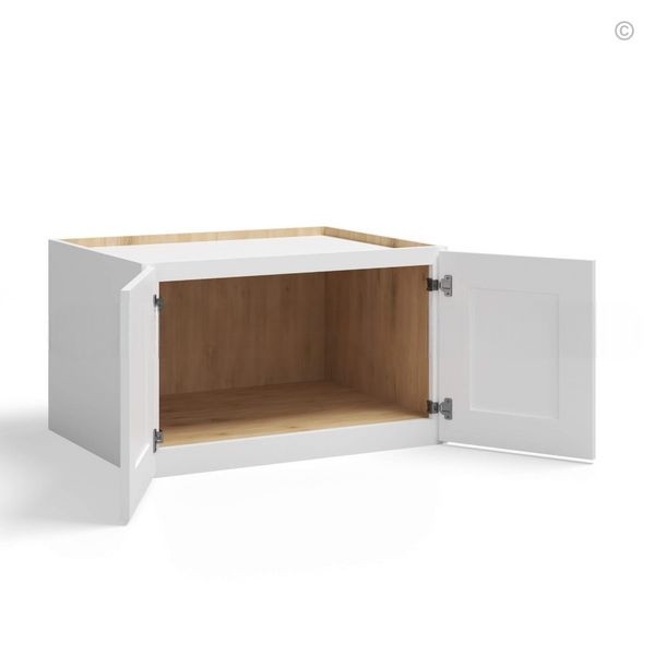 White Shaker 30″ W Refrigerator Wall Cabinet 24″ Deep