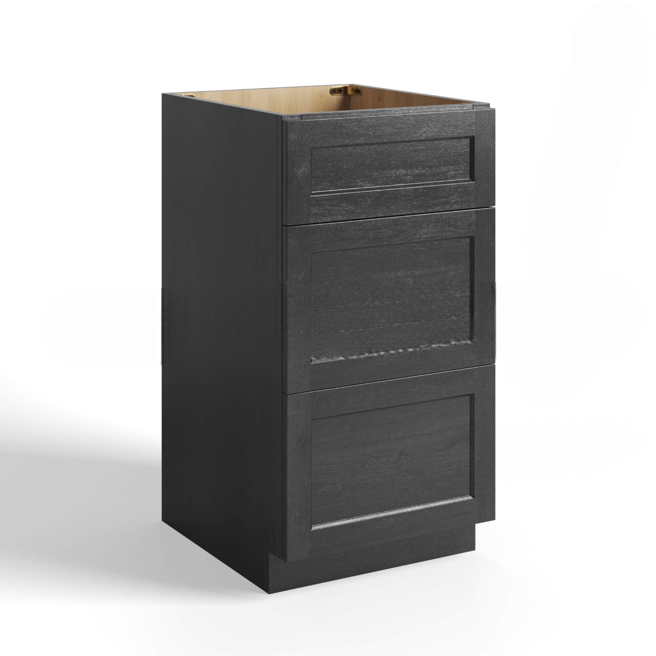 Mocha Slate Shaker Vanity Three Drawer Base Cabinet