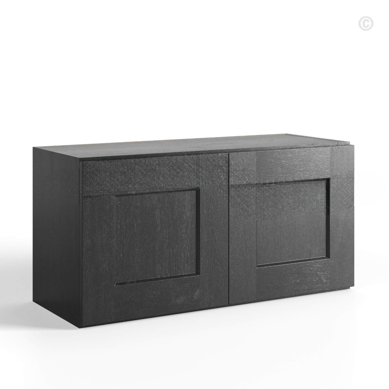 Charcoal Black Shaker Double Door Wall Cabinets- 15″H – 12″D
