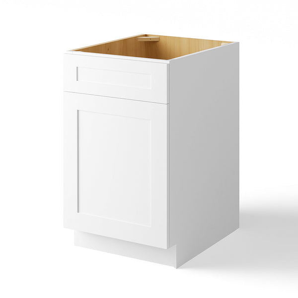 White Shaker Base Cabinet with Single Door & Drawer